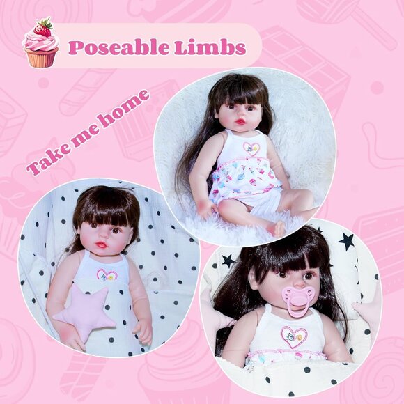 Lifelike Reborn Baby Dolls 18 Inch Sweet Real Life Realistic Newborn Full Cute - Picture 2 of 8